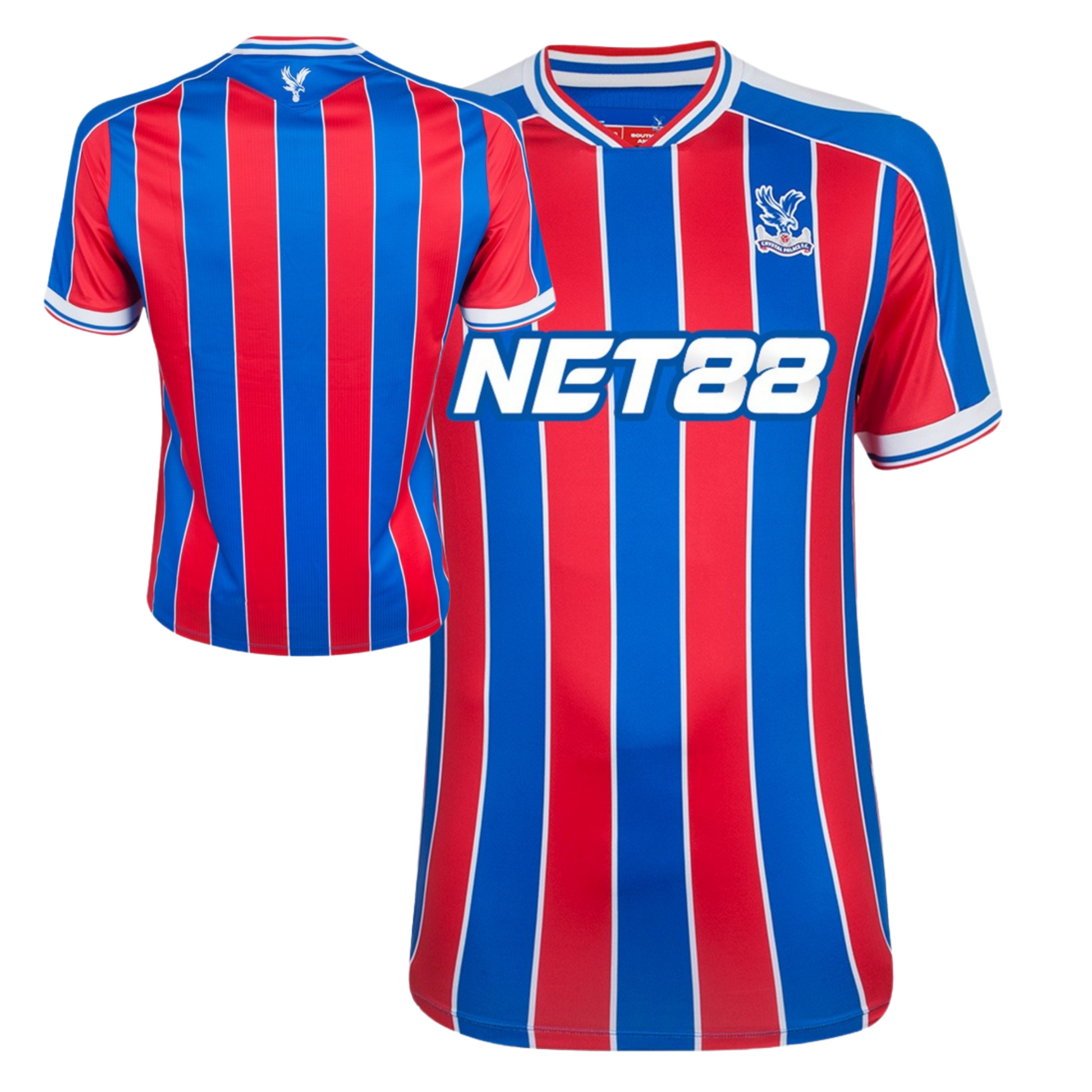 Crystal Palace 2025/26 home football jersey front view with club crest and red-blue stripe detailing