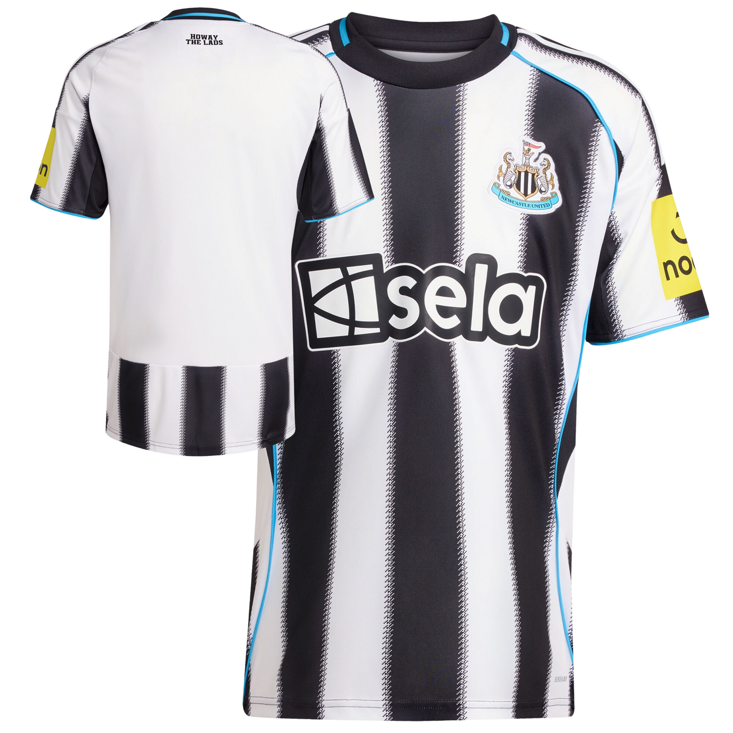 Newcastle United 2025/26 home football jersey front view with club crest and stripe detailing