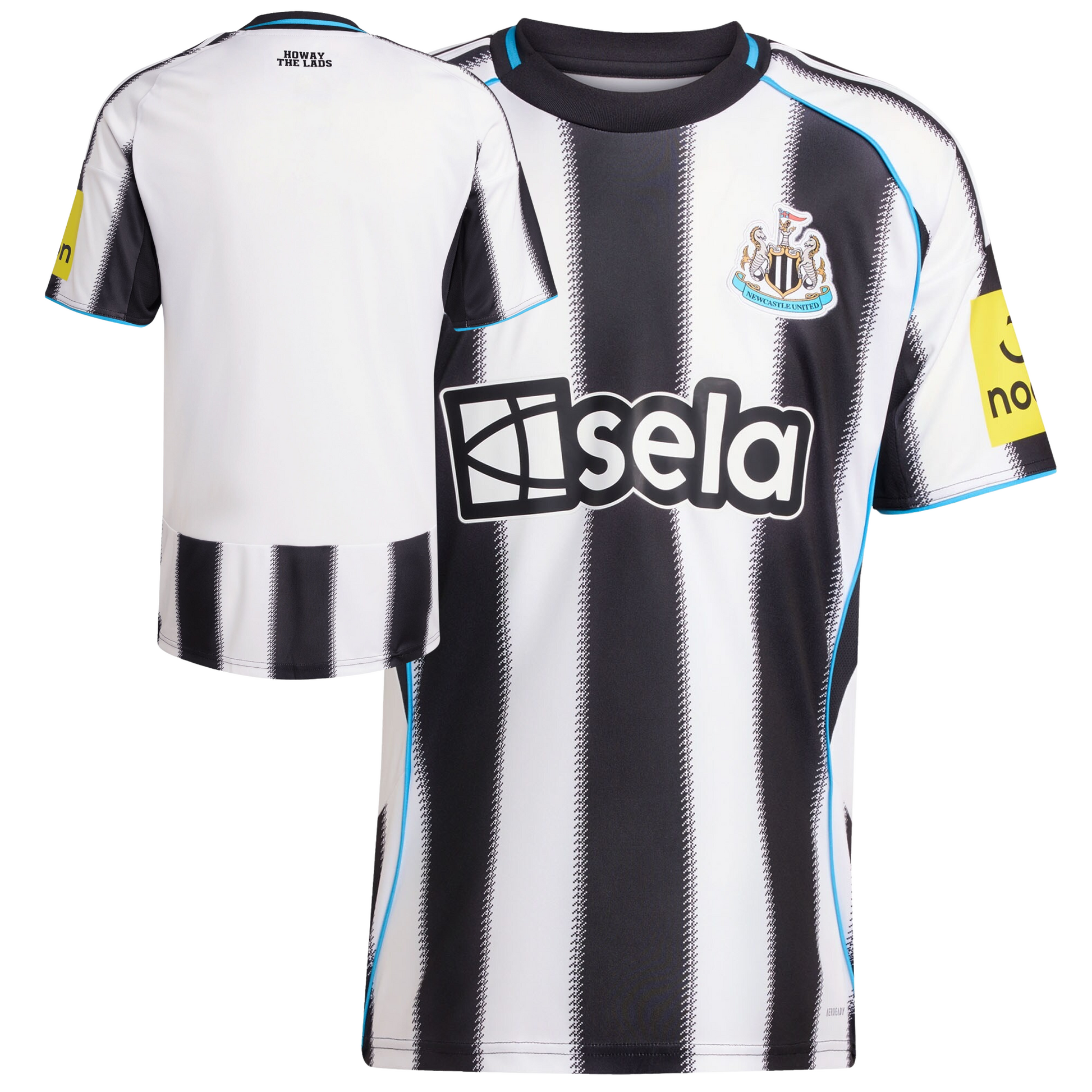 Newcastle United 2025/26 home football jersey front view with club crest and stripe detailing