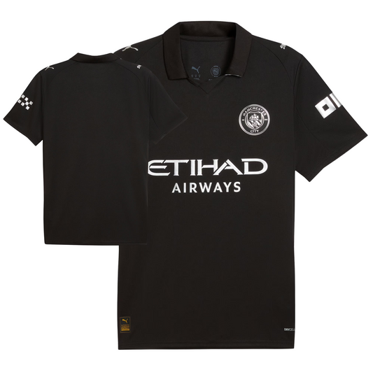 Manchester City 2025/26 away football jersey by Puma front view with club crest and trim detail