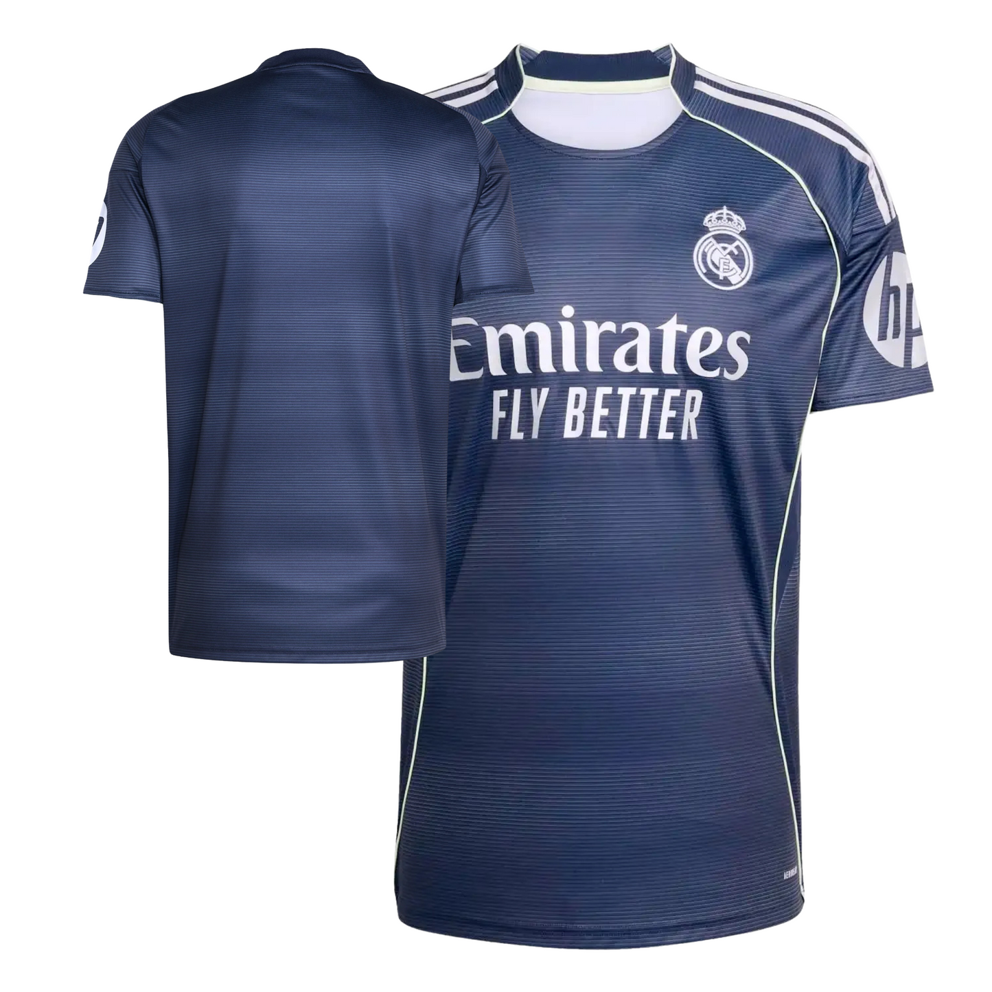 Real Madrid 2025/26 away football jersey front view with club crest and kit detailing