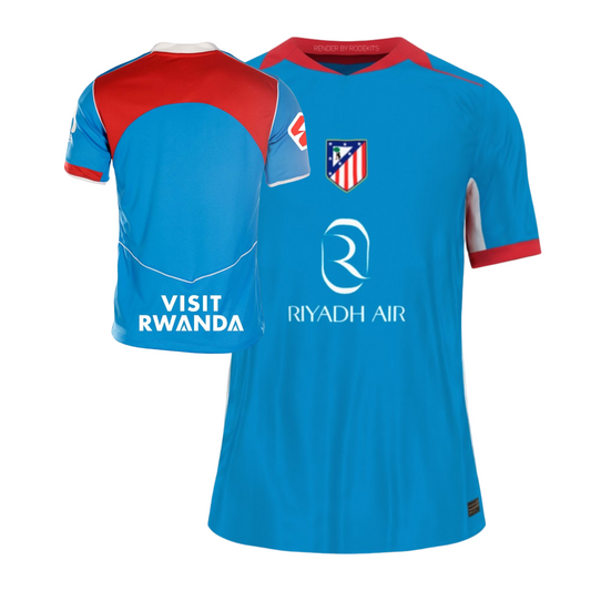 Atletico de Madrid 2025/26 third football jersey front view with club crest and graphic detailing