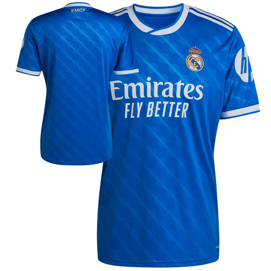Real Madrid 2025/26 third football jersey front view with club crest and graphic detailing