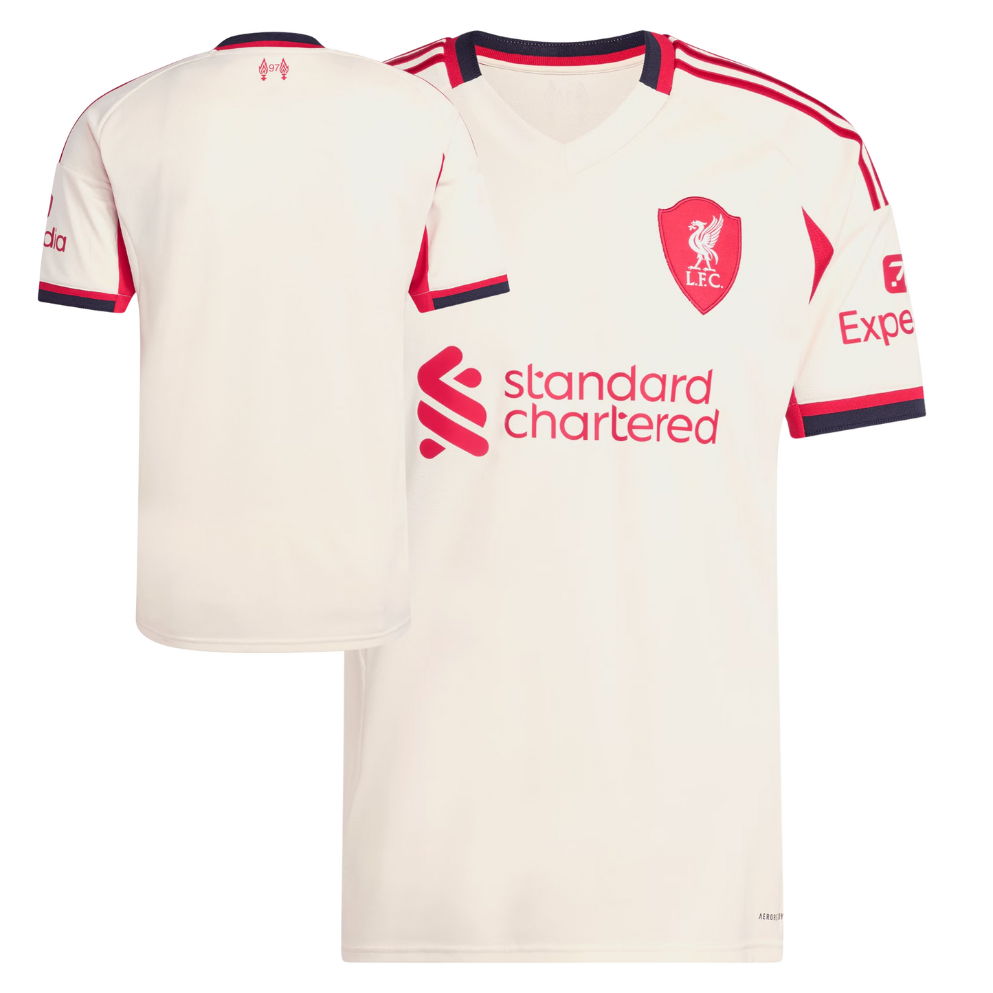 Liverpool 2025/26 away football jersey front view with club crest and kit detailing