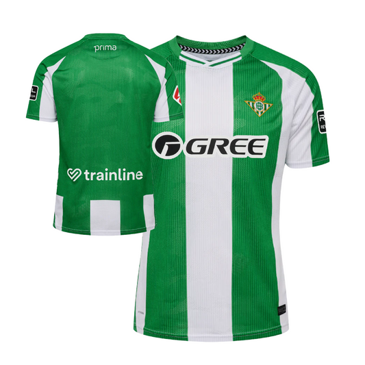 Real Betis 2025/26 home football jersey front view with club crest and stripe detailing
