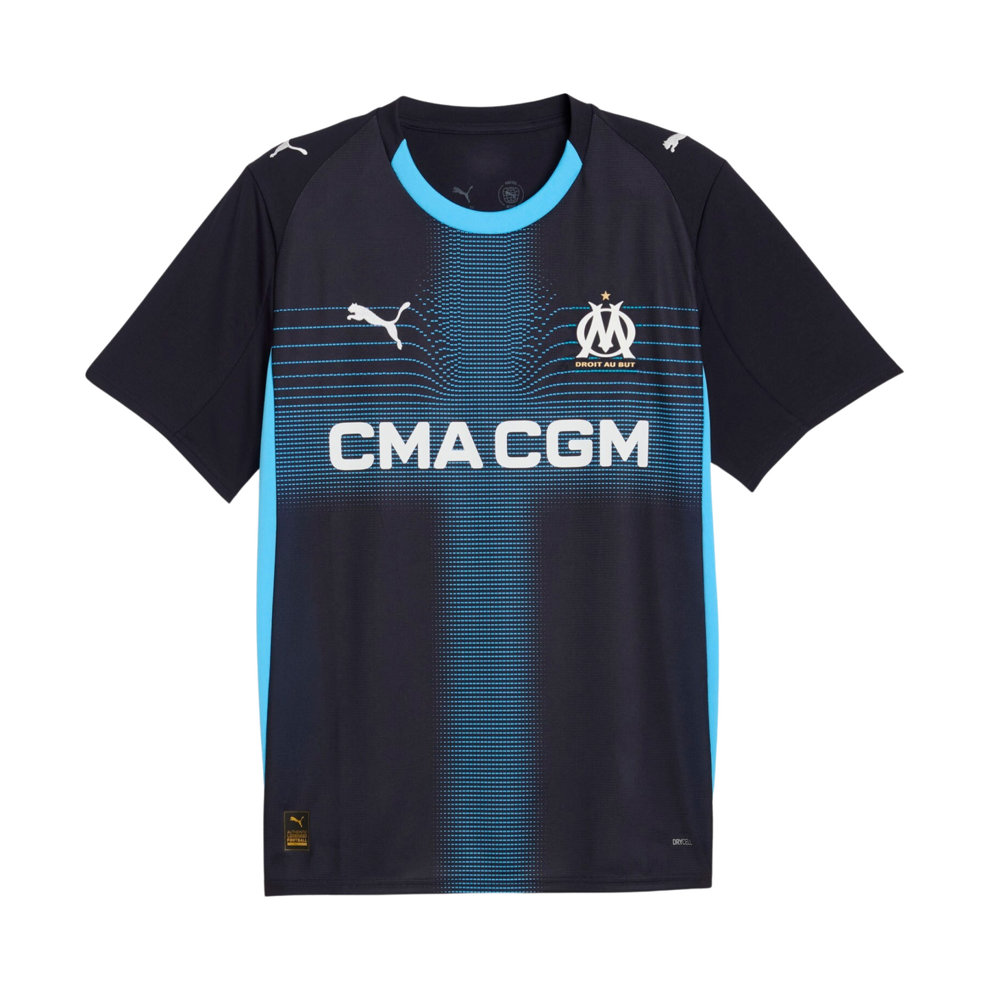 Olympique Marseille 2025/26 away football jersey front view with club crest and kit detailing