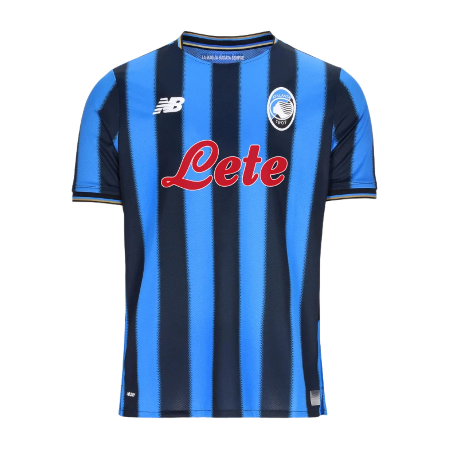 Atalanta 2025/26 home football jersey front view with club crest and stripe detailing