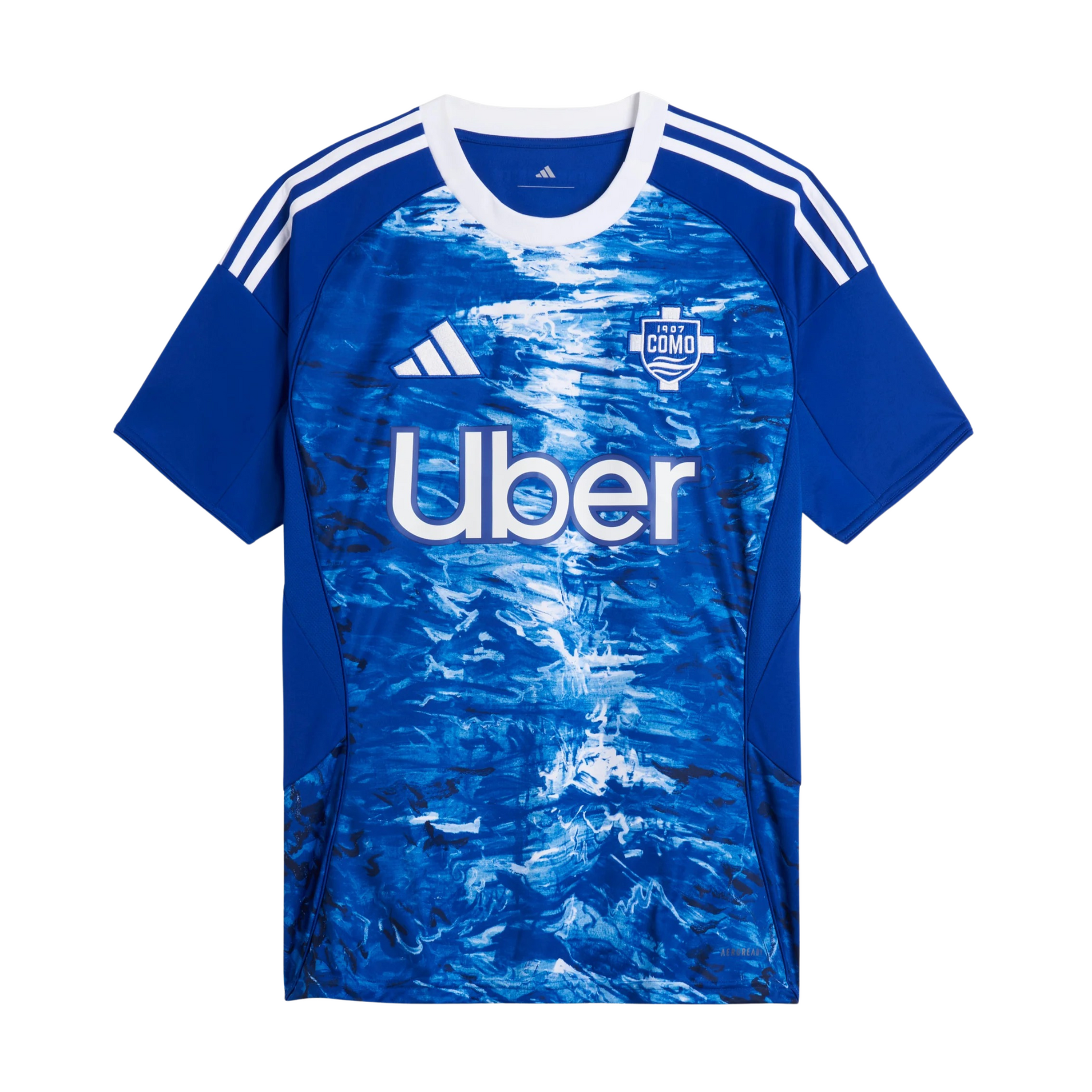 Como 1907 2025/26 home football jersey front view with club crest and kit detailing