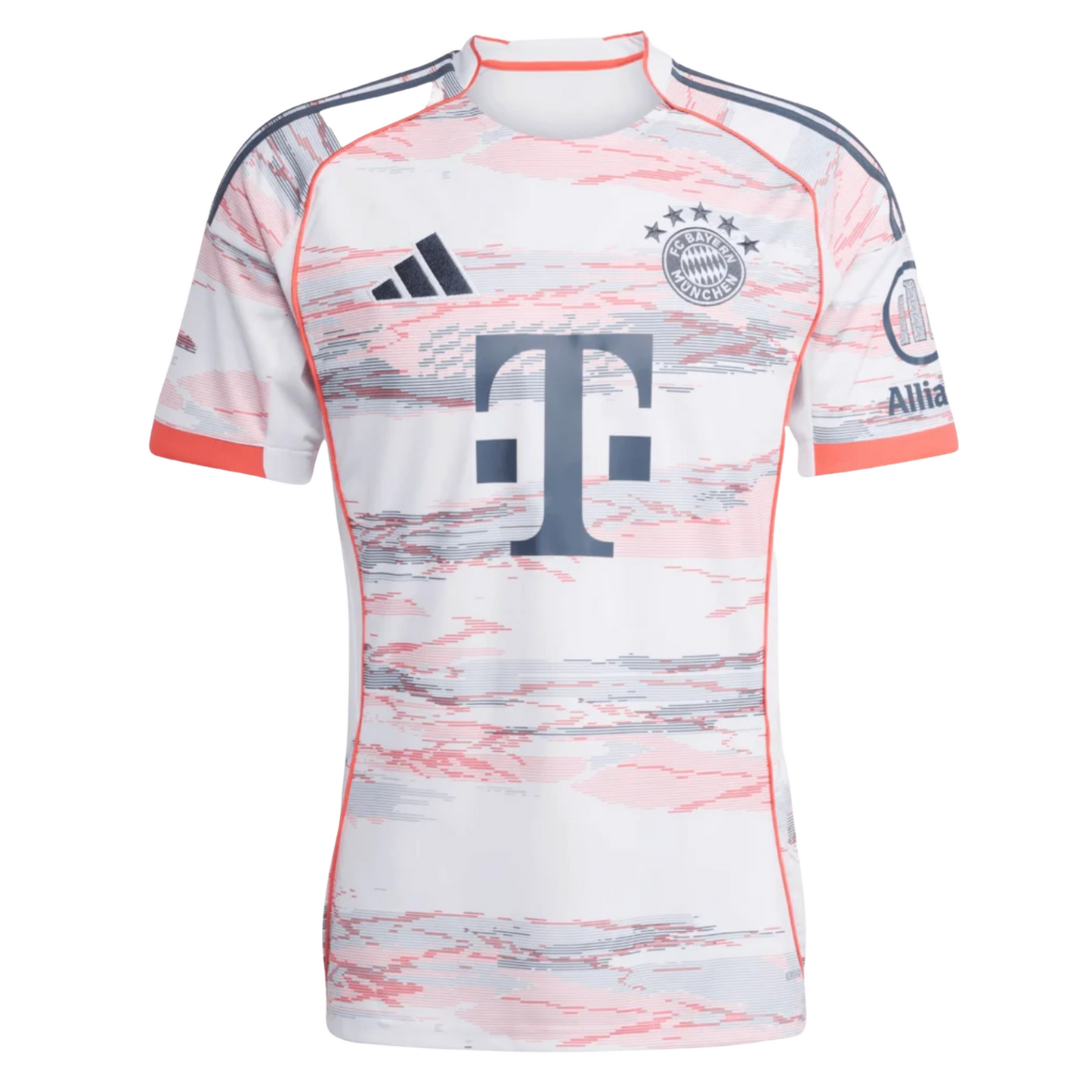 Bayern Munich 2025/26 away football jersey front view with club crest and trim detail