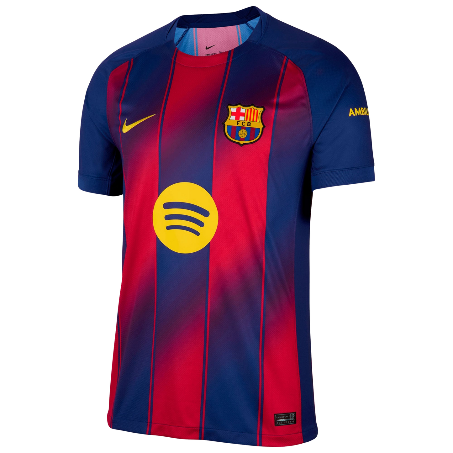 Barcelona 2025/26 home football jersey front view with club crest and stripe detailing