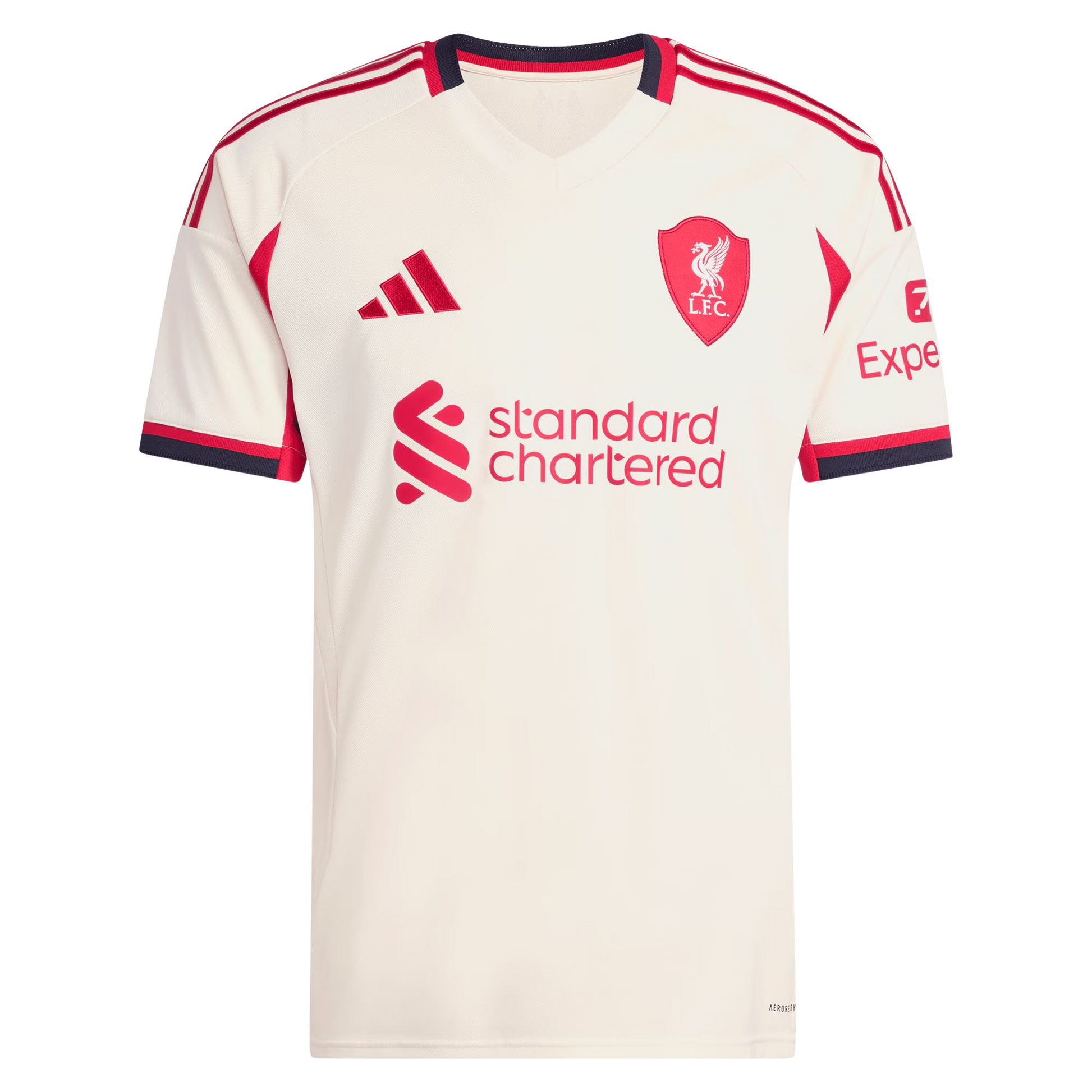 Liverpool 2025/26 away football jersey front view with club crest and kit detailing