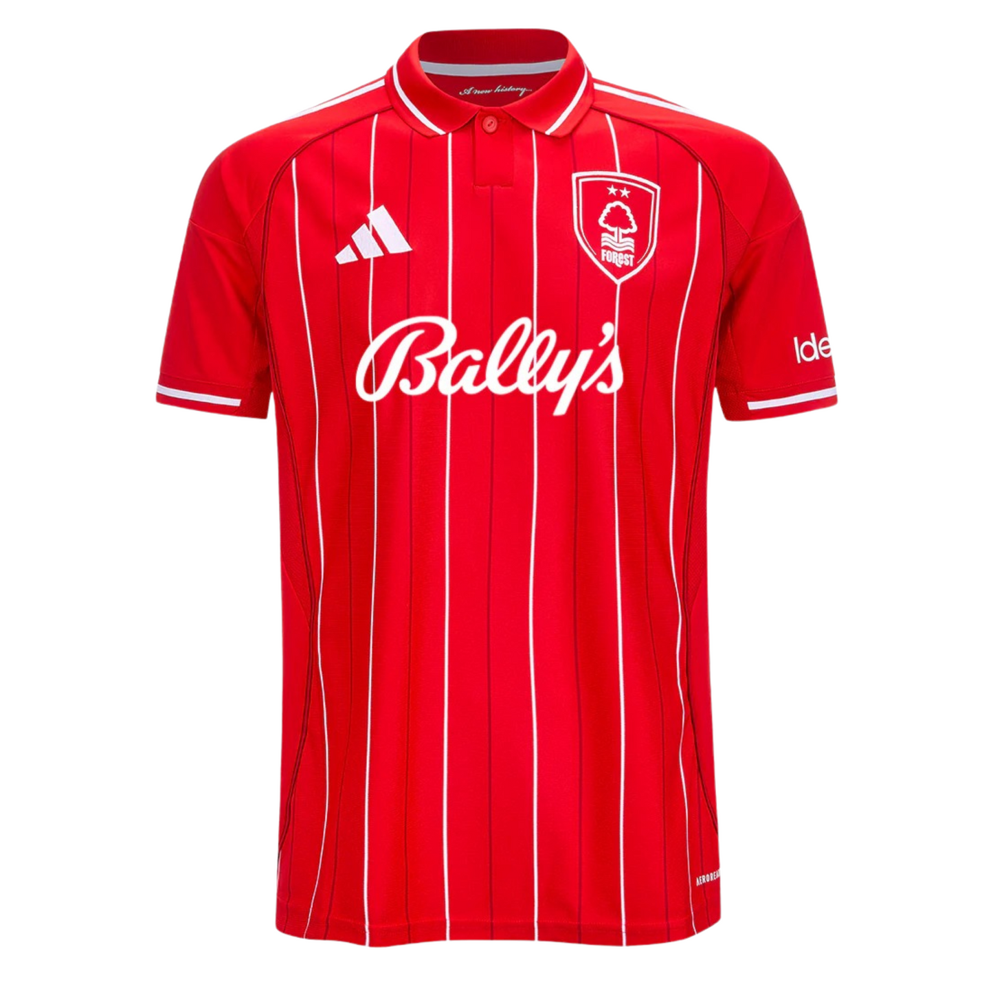 Nottingham Forest 2025/26 home football jersey front view with club crest and kit detailing