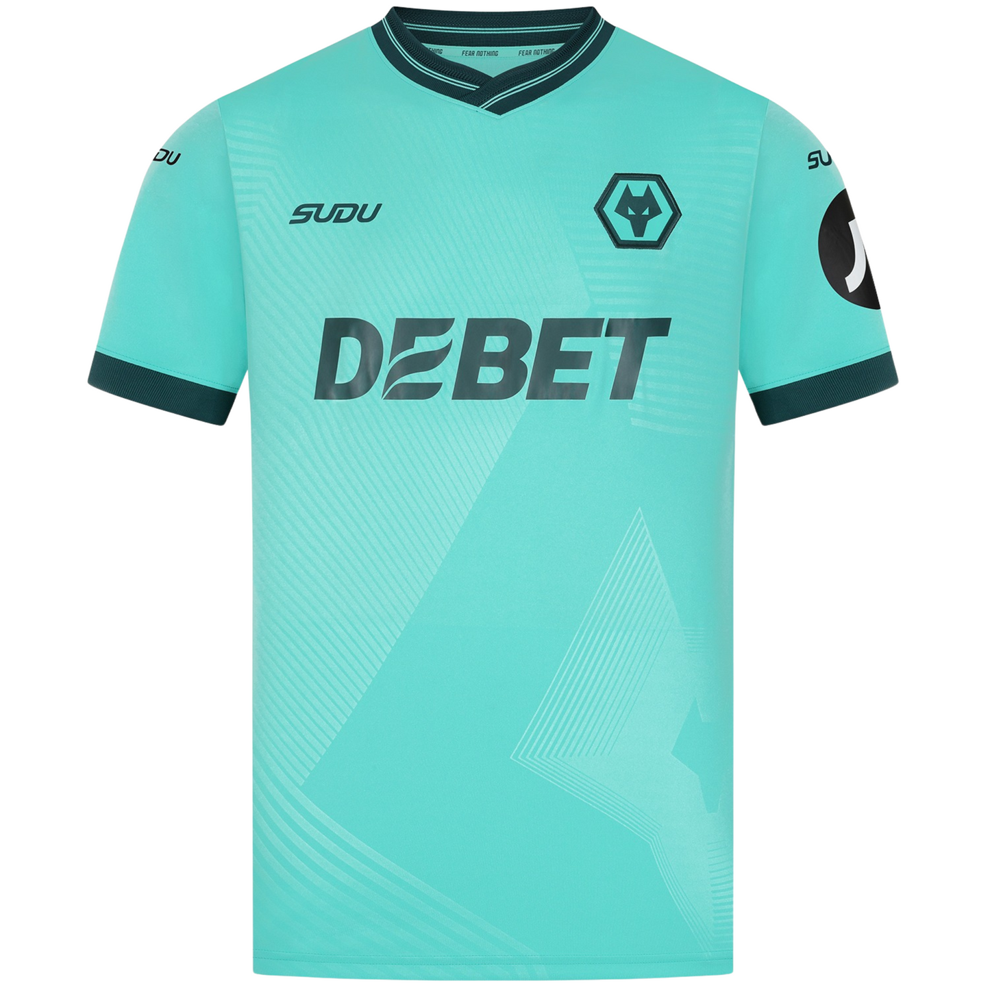 Wolves 2025/26 away football jersey front view with club crest and kit detailing