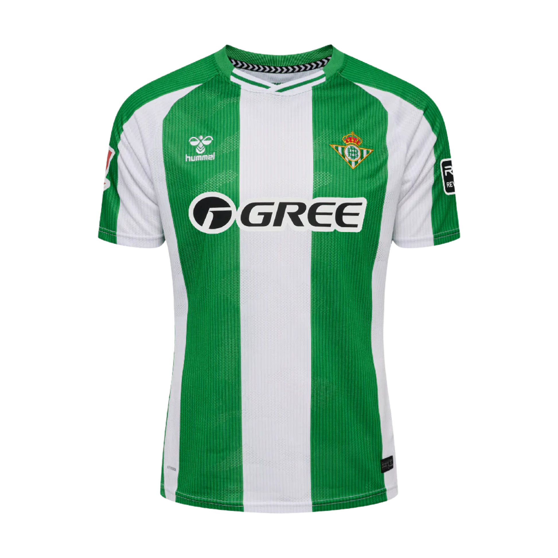 Real Betis 2025/26 home football jersey front view with club crest and stripe detailing
