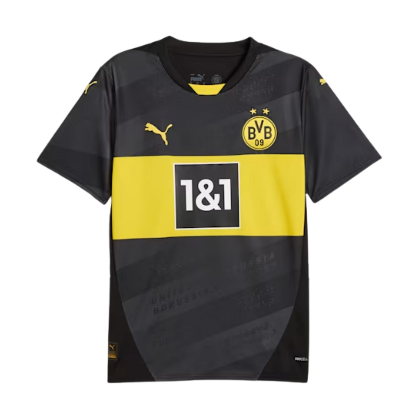 Borussia Dortmund 2025/26 away football jersey front view with club crest and trim detail