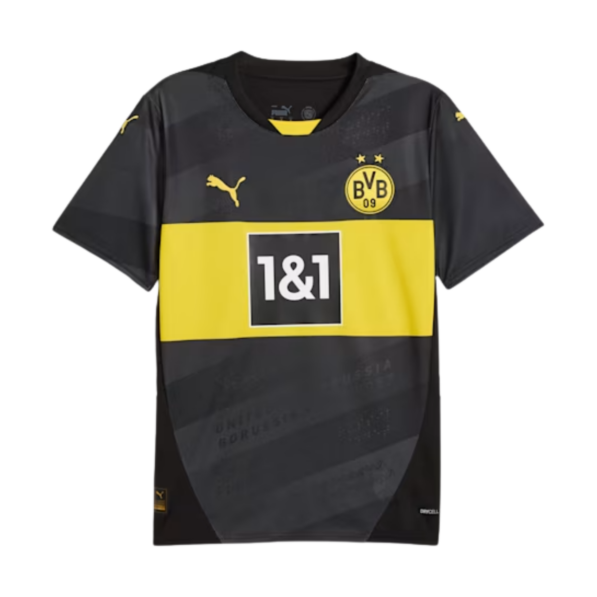 Borussia Dortmund 2025/26 away football jersey front view with club crest and trim detail