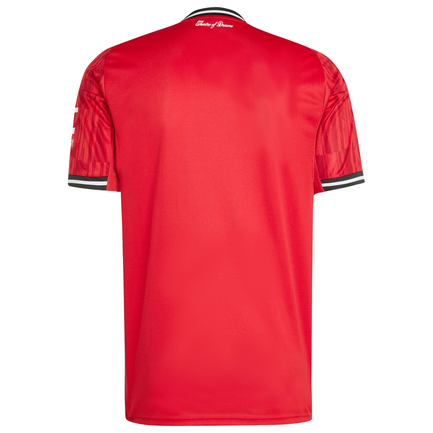 Manchester United 2025/26 home football jersey back view showing collar detail and name-set panel