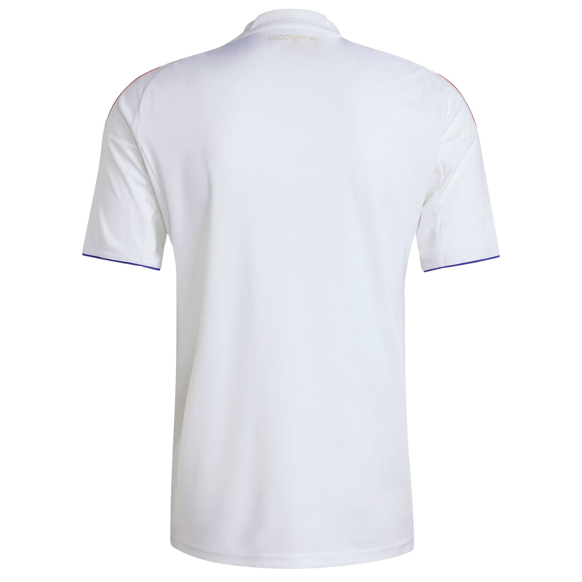 Olympique Lyon 2025/26 home football jersey back view with collar detail and name-set panel