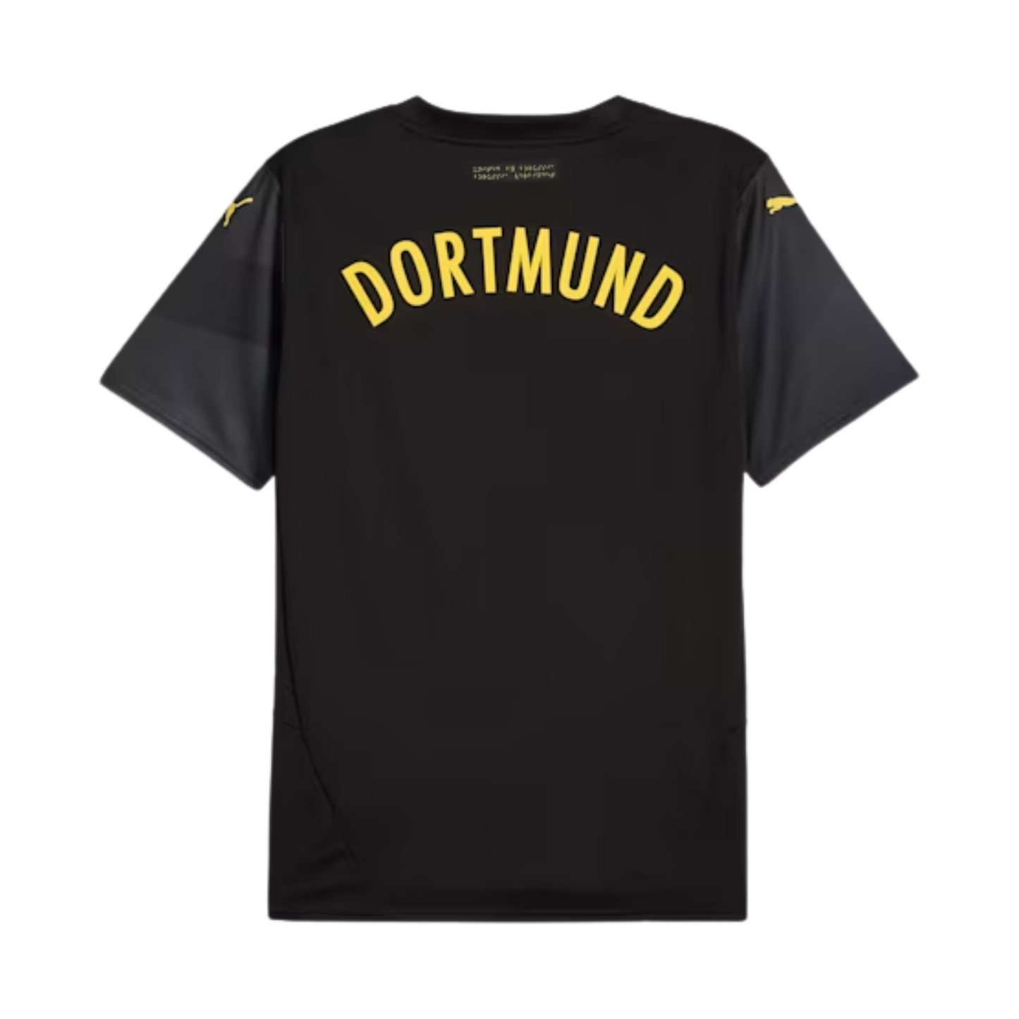 Borussia Dortmund 2025/26 away football jersey back view showing collar and name-set panel