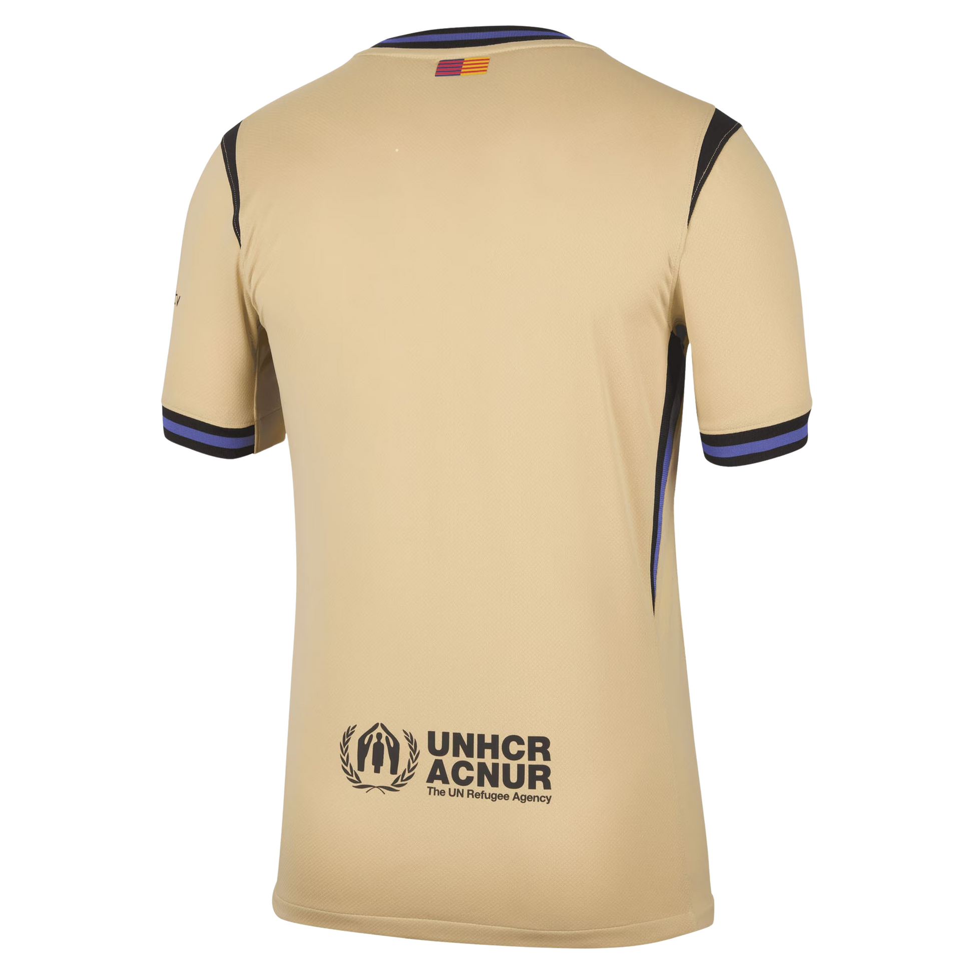 Barcelona 2025/26 away football jersey back view showing collar and name-set panel