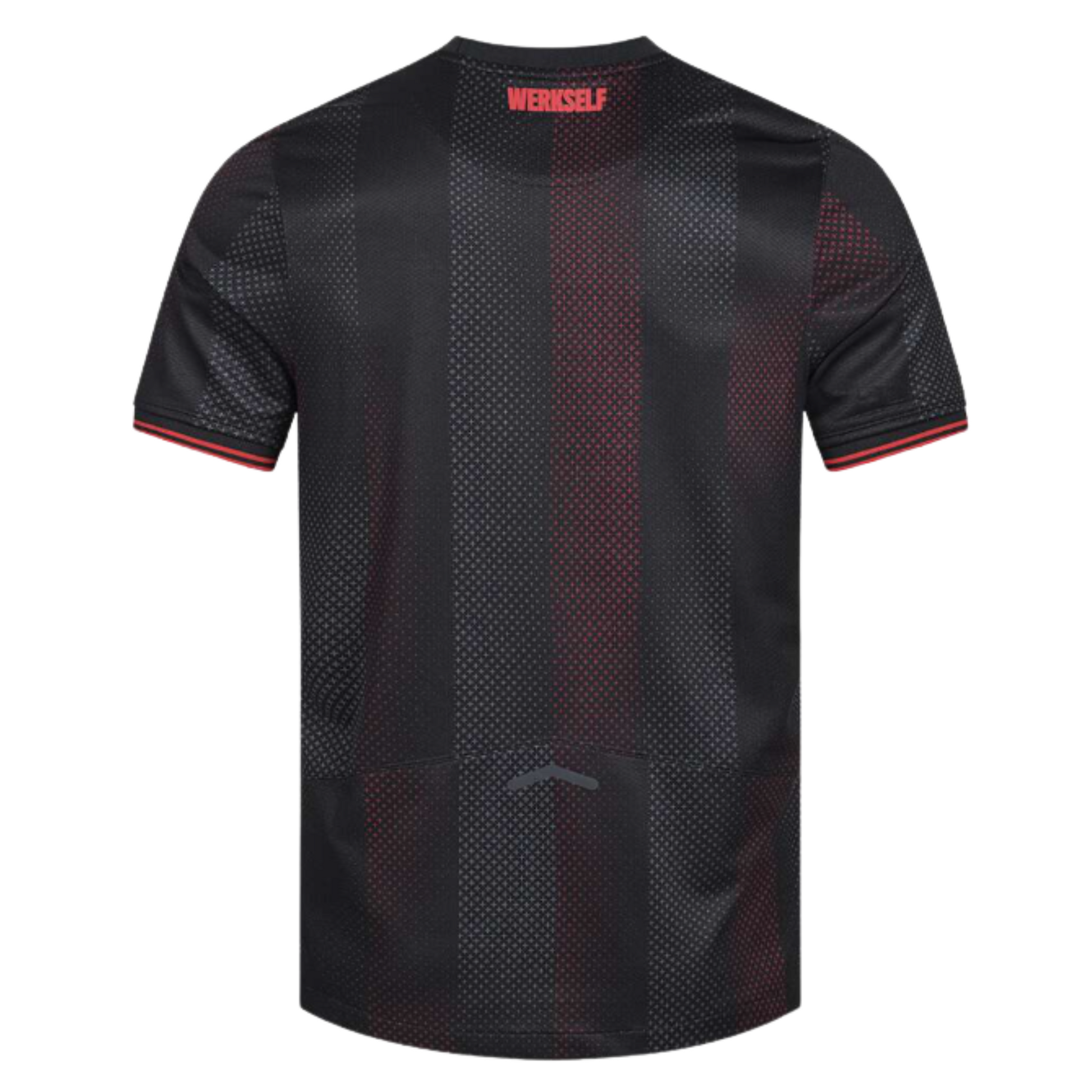 Bayer 04 Leverkusen 2025/26 home football jersey back view showing collar and name-set panel