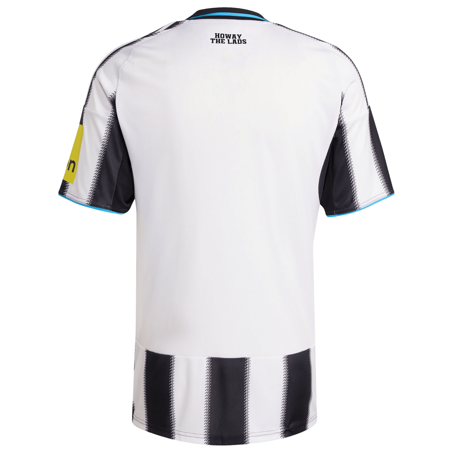 Newcastle United 2025/26 home football jersey back view showing collar and name-set panel