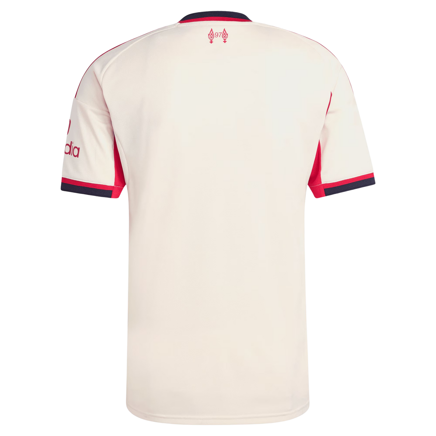 Liverpool 2025/26 away football jersey back view showing collar detail and name-set panel
