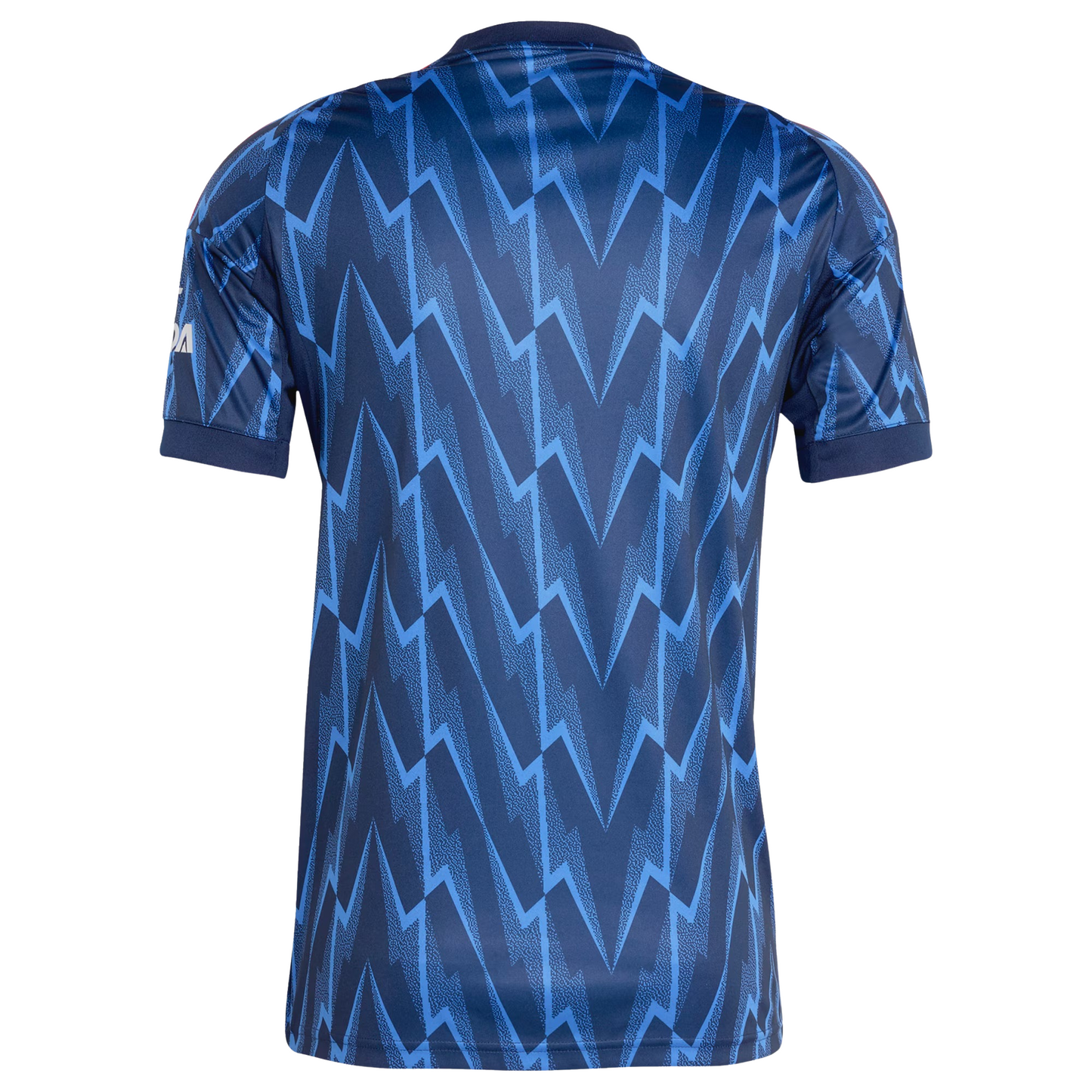 Arsenal 2025/26 away football jersey back view showing collar detail and name-set panel