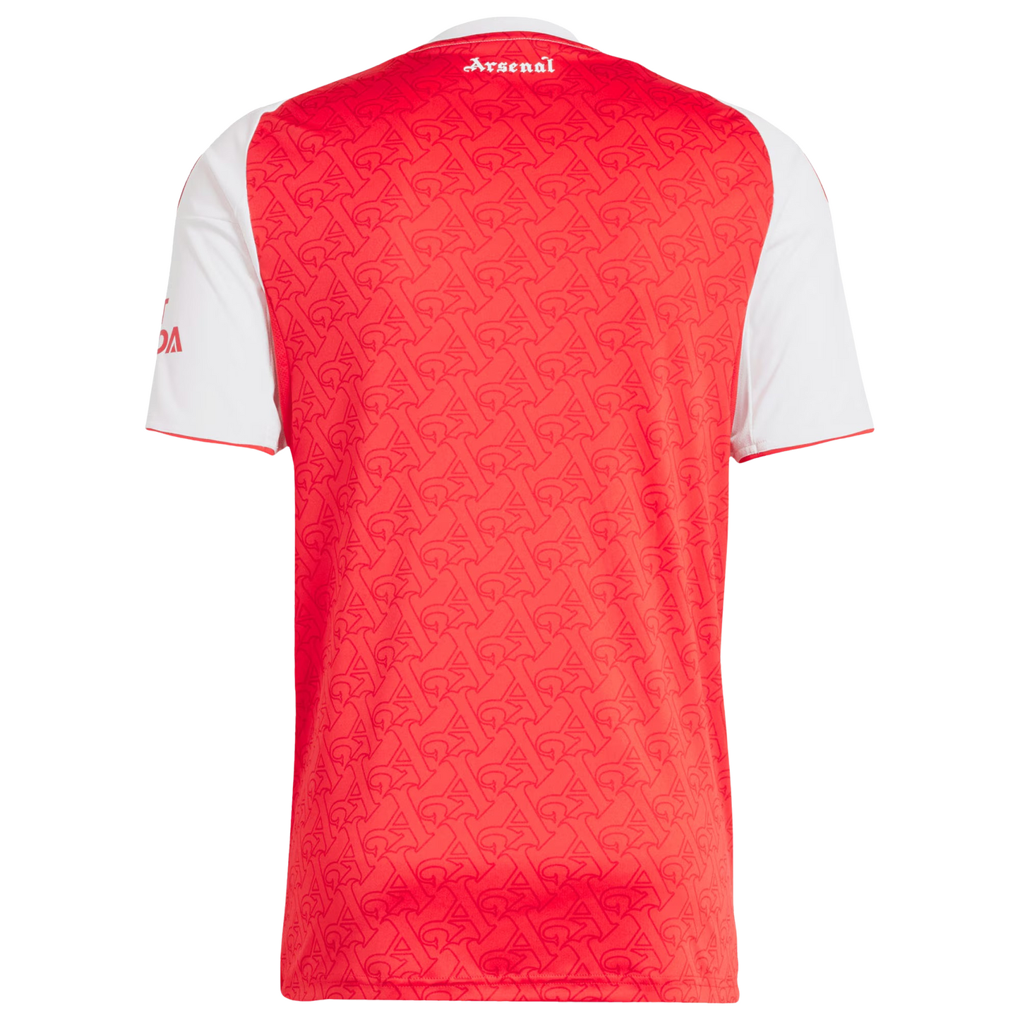 Arsenal 2025/26 home football jersey back view showing collar detail and name-set panel