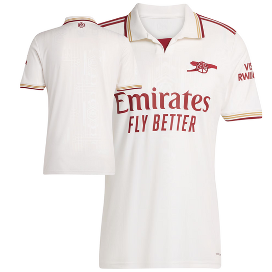 Arsenal 2025/26 third football jersey front view with club crest and graphic detailing