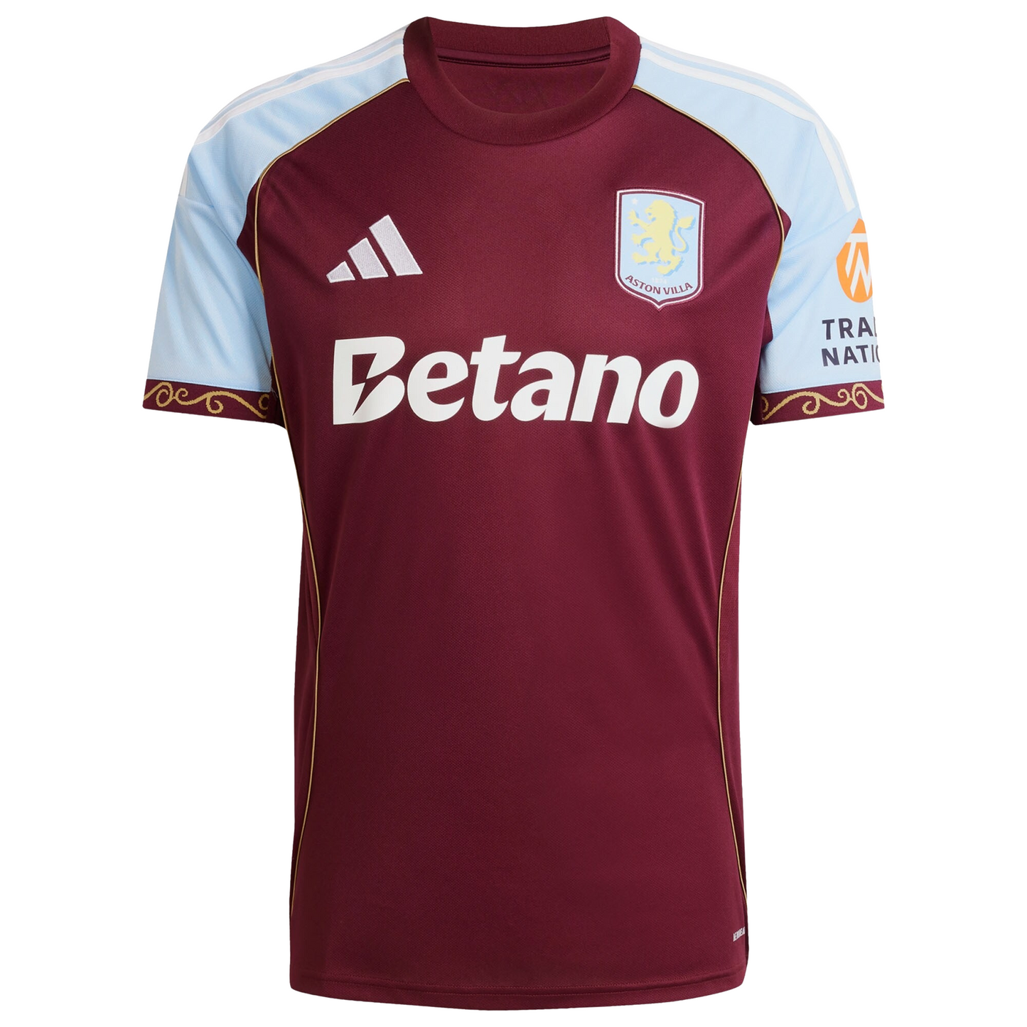 Aston Villa 2025/26 home football jersey front view with club crest and kit detailing