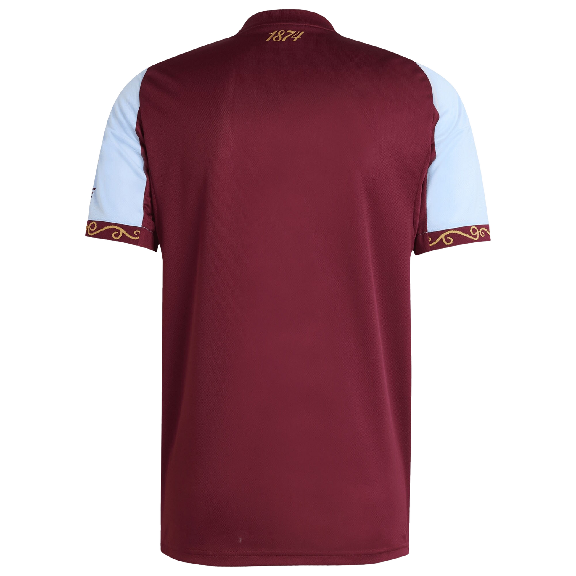 Aston Villa 2025/26 home football jersey back view showing collar and name-set panel