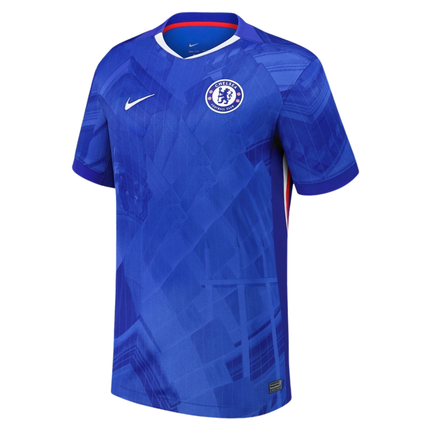 Chelsea 2025/26 home football jersey front view with club crest and kit detailing