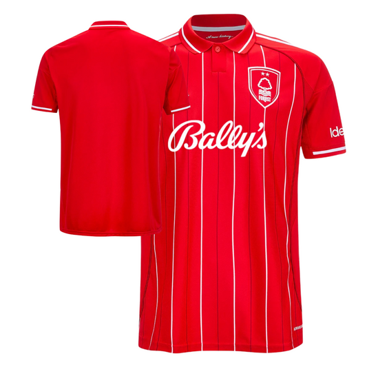 Nottingham Forest 2025/26 home football jersey front view with club crest and kit detailing