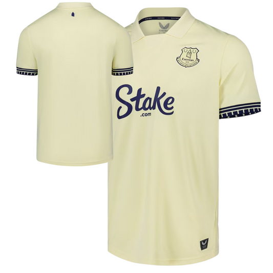 Everton 2025/26 away football jersey front view with club crest and trim detail