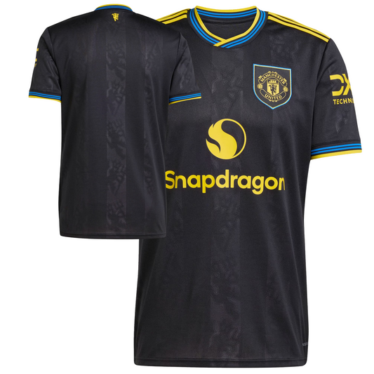 Manchester United 2025/26 third football jersey front view with club crest and graphic detailing