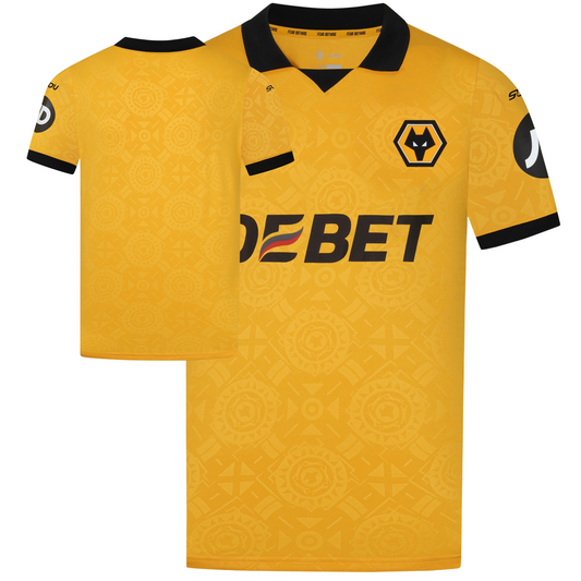 Wolves 2025/26 home football jersey front view with club crest and kit detailing