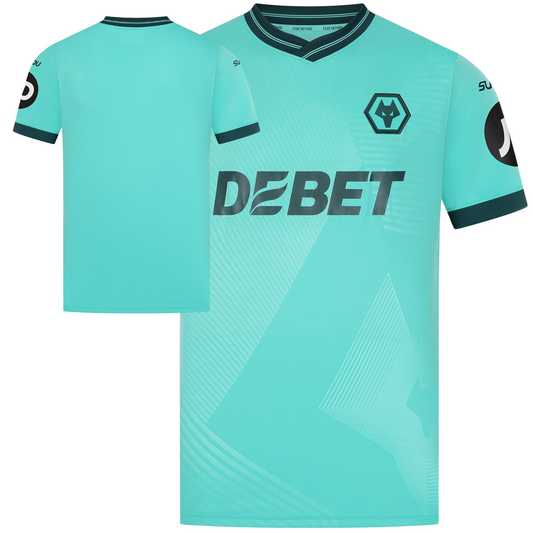 Wolves 2025/26 away football jersey front view with club crest and kit detailing