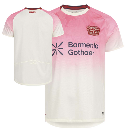 Bayer 04 Leverkusen 2025/26 away football jersey front view with club crest and kit detailing