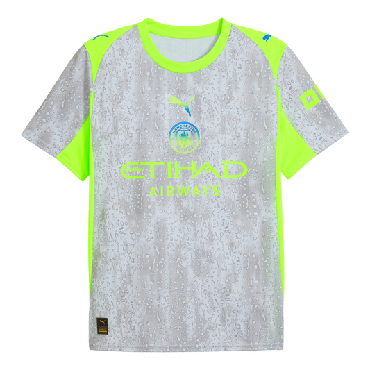 Manchester City 2025/26 third football jersey by Puma front view with club crest and design detailing