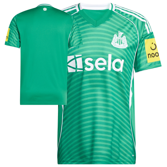 Newcastle United 2025/26 away football jersey front view with club crest and trim detail
