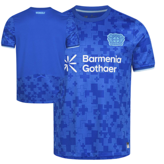 Bayer 04 Leverkusen 2025/26 third football jersey front view with club crest and pattern detailing