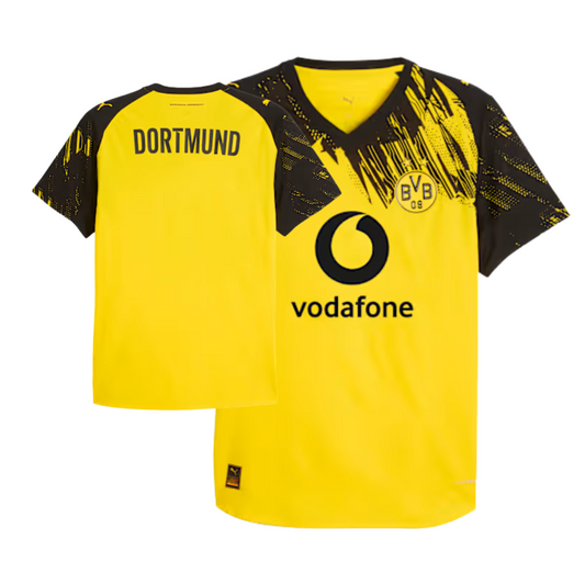 Borussia Dortmund 2025/26 home football jersey front view with club crest and design details