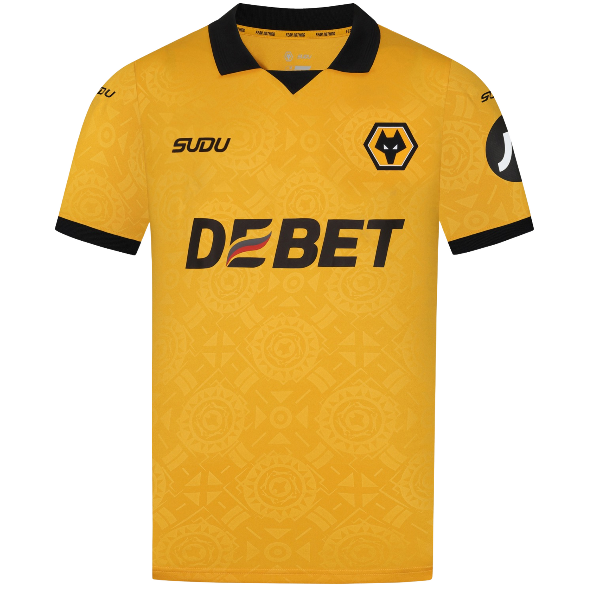 Wolves 2025/26 home football jersey front view with club crest and kit detailing