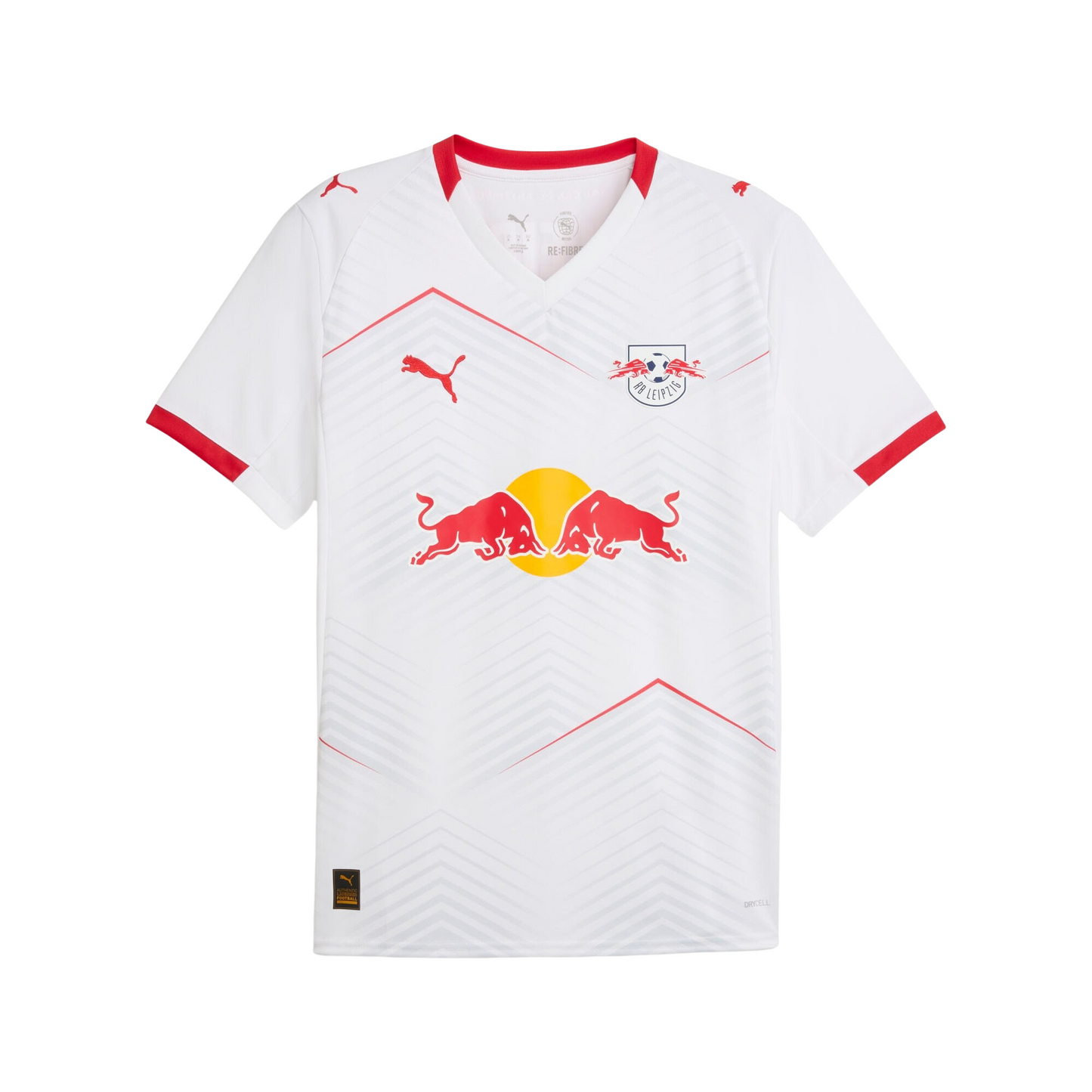 RB Leipzig 2025/26 home football jersey front view with club crest and pattern detailing