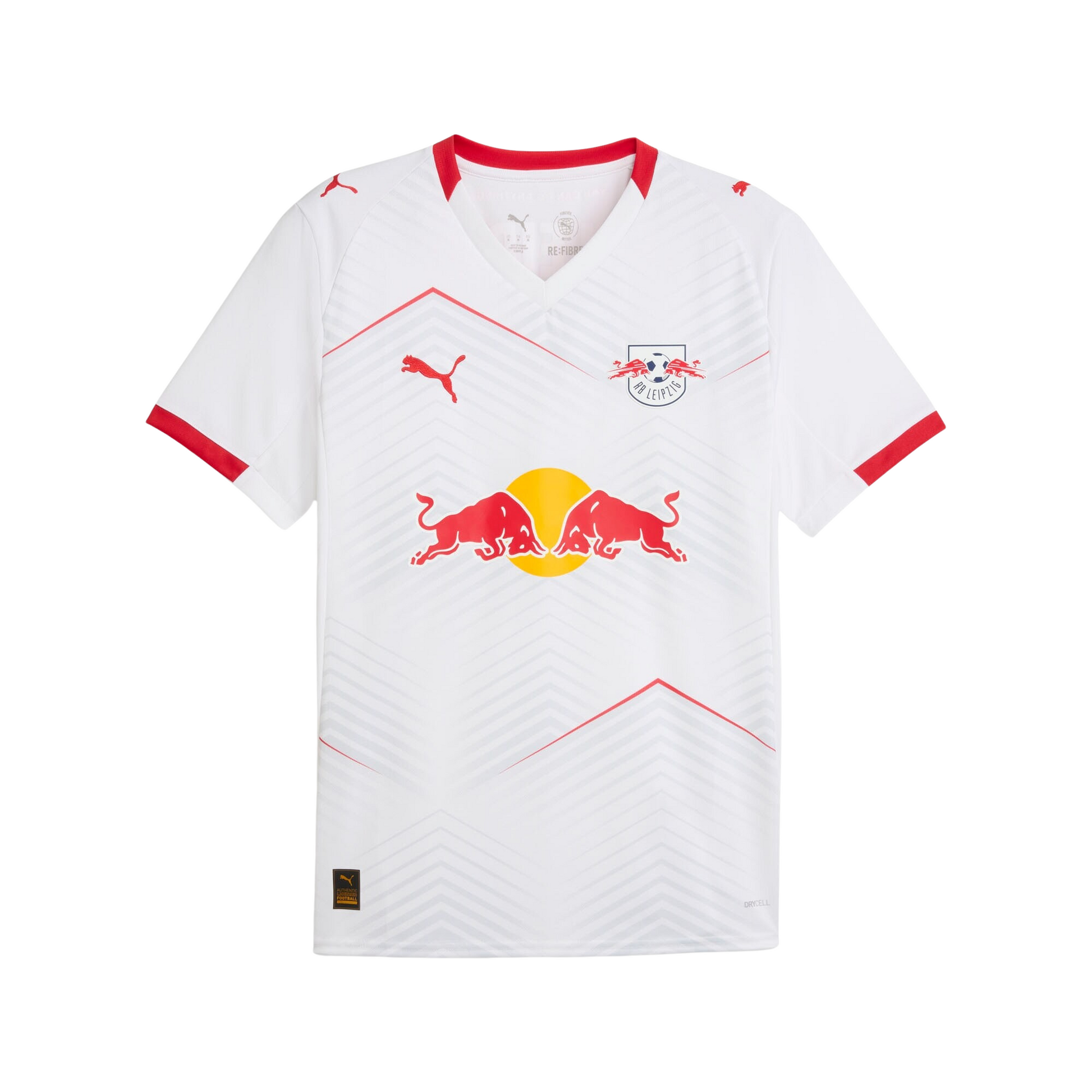 RB Leipzig 2025/26 home football jersey front view with club crest and pattern detailing