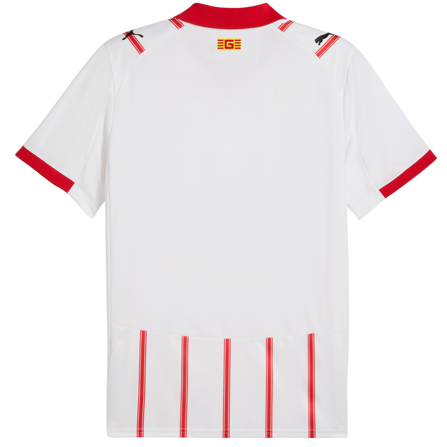 Girona FC 2025/26 home football jersey back view showing collar and name-set panel