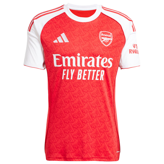 Arsenal 2025/26 home football jersey front view with club crest and red-white design detailing